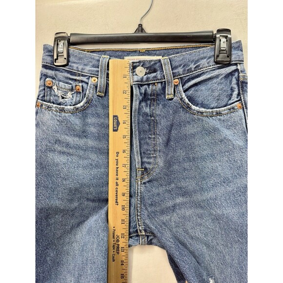 Levis Ribcage Straight Ankle High Rise Jeans Womens 25x27 Distressed Button Fly - Picture 10 of 12